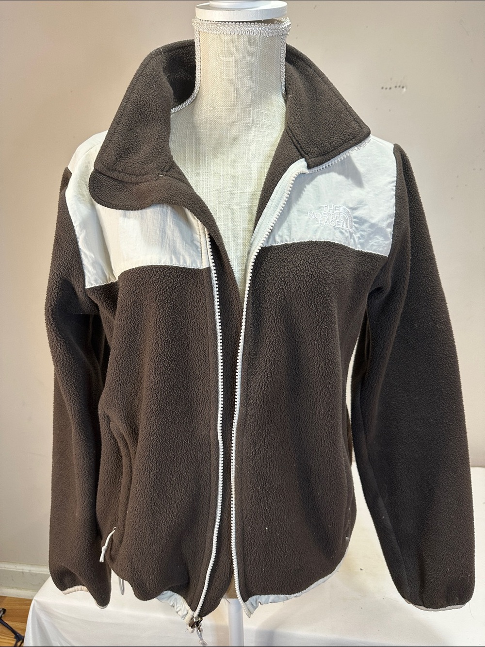 The North Face Brown and White Fleece Jacket